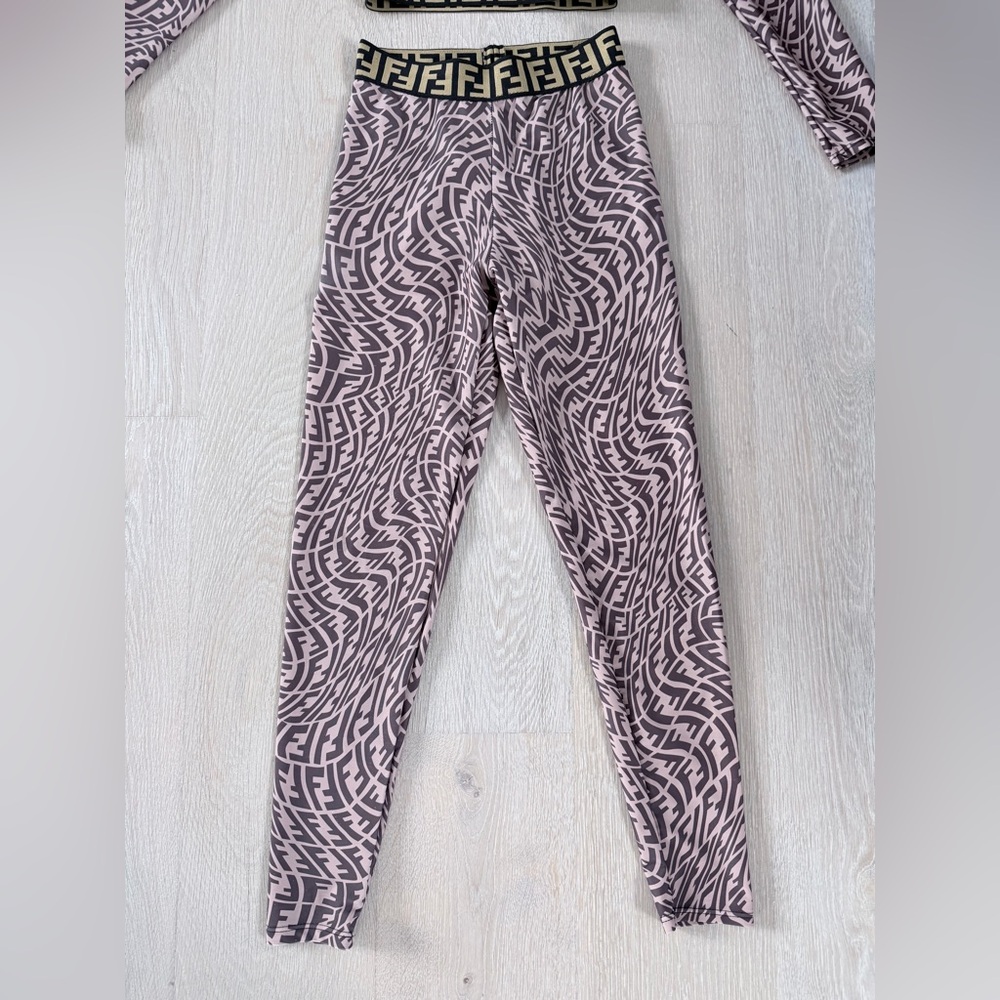 Fendi Geometric Matching Leggings Set - Brown and Black size XS/S - Picture 14 of 16